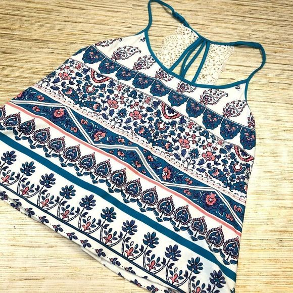 R-8 In Bloom by Jonquil lace back sleep/tank Top TEAL size S new $38 - Picture 1 of 2
